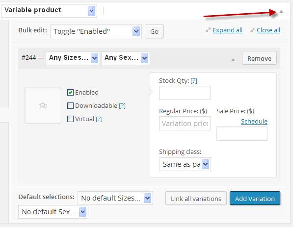 WooCommerence-ProductTypeVariableVariationsOpenClose